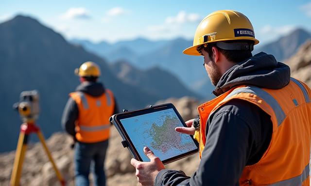  remote mountainous terrainでの地質調査チーム