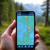 トレイルマップとPOIを備えたスマートフォンのハイキングアプリ