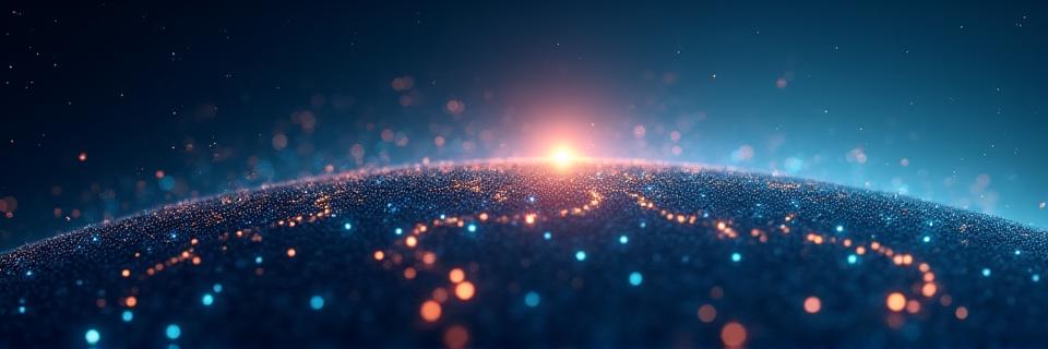 Yama Roamの多様なサービスアイコンを表現するモダンテクノロジーの抽象画、地図とデータ要素が融合。